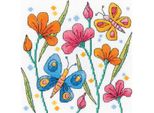 Fuori Produzione Set Per Punto Croce Heritage Aida "Blue Butterfly"", Schema Contato, KBBB1595-A, 15X15Cm"