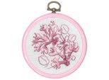 Set Per Punto Croce Permin Con Cornice "Capperi Rosa"", Schema Di Conteggio, Diam. 8 Cm, 13-0842"