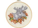 Set Per Punto Croce Permin Con Cornice "Elk Autumn"", Schema Di Conteggio, Diam. 20 Cm, 92-0301"