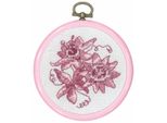 Set Per Punto Croce Permin Con Cornice "Rosa Passiflora"", Schema Di Conteggio, Diam. 8 Cm, 13-0845"