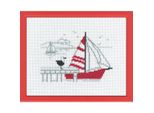 Set Per Punto Croce Permin "Barca Rossa"", Schema Per Il Conteggio, 18X14 Cm, 13-7121"