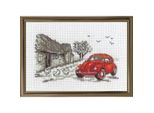 Set Per Punto Croce Permin "L'auto Rossa"", Schema Per Il Conteggio, 15X10Cm, 13-1391"