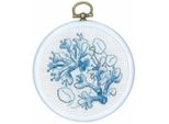 Set Per Punto Croce Permin Con Telaio "Blue Caprioles"", Schema Di Conteggio, Diam. 8 Cm, 13-0846"