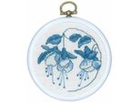Set Per Punto Croce Permin Con Cornice "Blue Fuchsia"", Schema Di Conteggio, Diam. 8 Cm, 13-0843"