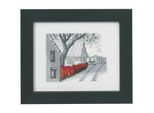 Set Per Punto Croce Permin "Red Fence"", Schema Per Il Conteggio, 10X8Cm, 14-0139"