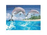 Set Punto Croce Heritage In Tessuto Contato "Delfini (L)"", Schema Contato, PGDO1084-E, 32X22Cm"