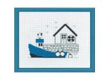 Set Per Punto Croce Permin "Blu Barca"", Schema Per Il Conteggio, 18X14 Cm, 13-7125"