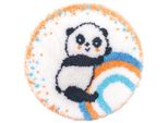 Modello Fuori Produzione Tappeto Annodato Vervaco "Panda On Rainbow"", Motivo Annodato Pre-Disegnato, Diam. 55 Cm Ca"