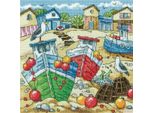 Set Per Punto Croce Heritage In Aida "Beach Boats"", Schema Contato, BSBB1623-A, 20,5X20,5Cm"