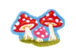 Modello Fuori Produzione Tappeto A Nodi Sagomati Vervaco "Funghi In Un Prato"", Motivo A Nodi Pre-Disegnato, 70X50Cm"