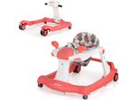 Costway Girello 2 In 1 Pieghevole, Girello Regolabile In Altezza, Girello Con Musica E Luce, Girello Con Anticollisione E Antiscivolo, Girello Per Bambini, Per 6-18 Mesi, Caricabile Fino A 15 Kg (Arancione)