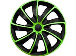 Nrm Quad Copricerchi Bicolore Per Cerchi In Acciaio Set Di 4 Coprimozzi Bicolore Nero/Verde, 16""