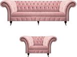 Soggiorno Divano Chesterfield Divano Tre Posti Imbottito Poltrona Rosa Completo