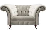 Chesterfield Poltrona Da Salotto Di Lusso Design Arredamento Tessuto Bianco Mobili Imbottiti