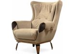 Poltrona Seduta Classica Televisione Soggiorno Tappezzeria Posto Singolo Tessuto Beige Lusso