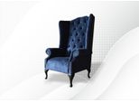 Poltrona Chesterfield Tessuto Blu Mobili Creativi Di Lusso Nuova Sedia Ad Ala Xxl