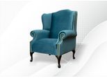 Poltrona Chesterfield Azzurro Tessuto Sedia Ad Ala Mobili Soggiorno Moderno