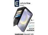 Cellularline Agenda A Libro - Galaxy S25 Custodia A Libro Effetto Pelle Con Chiusura Magnetica