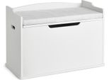 Costway Scatola Per Giocattoli 2 In 1 Con Coperchio, Cuscino E Maniglie Per Il Trasporto, Mobile Per Giocattoli, Contenitore Per Giocattoli 74X39X52Cm Legno Bianco