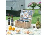 Cestino Da Picnic 'Lumparland' Set Completo Per 2 Persone In Vimini 40 X 28 X 20 Cm Bianco / Blu