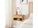Mensola A Muro 'Eiker' Con Cassetto 40X32X23 Cm In Rovere