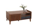 Couchtisch MCW-M48, Wohnzimmertisch Tisch Sofatisch, 52X114X59Cm ~ Walnuss-Optik, Schublade Dunkelgrau