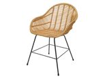 Esszimmerstuhl MCW-M28, KüChenstuhl Korbstuhl Rattansessel Rattanstuhl Stuhl, Kubu Rattan Metall