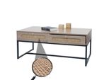 Couchtisch MCW-M41, Wohnzimmertisch Tisch Beistelltisch Sofatisch, Schublade, Kubu Rattan Holz Melamin, Eiche-Optik