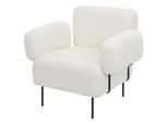 Lounge-Sessel Mcw-L83B, Cocktailsessel Polstersessel Sessel, Bouclé Stoff/Textil Metall, Creme-Weiß