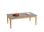 Couchtisch MCW-M55, Beistelltisch Sofatisch, Massiv-Holz Hdf Laminat Melamin 46X120X70Cm, Marmor/Stein-Optik Helle Beine