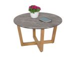 Couchtisch MCW-M61, Beistelltisch Sofatisch, Massiv-Holz Hdf Laminat Melamin Ø80Cm, Marmor/Stein-Optik Helles Gestell
