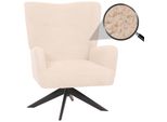 Lounge-Sessel MCW-N65, Cocktailsessel Polstersessel Relaxsessel, Drehbar, Stoff/Textil Chenille Metall ~ Creme-Beige
