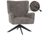 Lounge-Sessel MCW-N65, Cocktailsessel Polstersessel Relaxsessel, Drehbar, Stoff/Textil Chenille Metall ~ Dunkelgrau