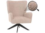 Lounge-Sessel MCW-N65, Cocktailsessel Polstersessel Relaxsessel, Drehbar, Stoff/Textil Chenille Metall ~ Taupe
