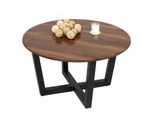 Couchtisch MCW-M61, Beistelltisch Sofatisch, Massiv-Holz Hpl Laminat Melamin Ø80Cm, Sheesham Holz-Optik, Dunkles Gestell