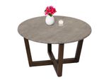 Couchtisch MCW-M61, Beistelltisch Sofatisch, Massiv-Holz Hpl Laminat Melamin Ø80Cm, Beton-Optik, Dunkles Gestell