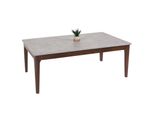 Couchtisch MCW-M55, Beistelltisch Sofatisch Massiv-Holz HDF Laminat Melamin 46X120X70Cm Beton-Optik Braune Beine