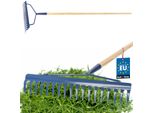Kotarbau® Rastrello In Metallo Rinforzato Rastrello Con Manico In Legno Rastrello Da Giardino Con 18 Denti