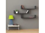 Decortie Scaffale A Muro Tibet Libreria Moderna, Grigio Antracite, 120 X 23 X 66 Cm