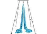 Vevor Amaca Da Yoga Aerea Con Telaio Da Yoga 12 X 2,6 M, Blu Yoga Swing Air Flying, Yoga Swing Hammock Swing 250 Kg Max. Capacità Di Carico, Inclusi Calzini Da Yoga E Cuscinetti Per I Piedi, Esercizi Antigravitazionali