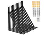 Supporto Per Ripiani Vevor, 460 X 305 X 25 Mm, 12 Pezzi, Supporti Per Ripiani Flottanti, Supporti Per Ripiani, Spessore 3 Mm, Supporto Per Ripiani Triangolare Nero Opaco, Supporto Per Ripiani In Acciaio Con Portata Di 72,6 Kg