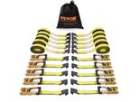 Vevor Set Di 10 Cinghie Di Fissaggio 0,05 X 9 M Cinghia Di Fissaggio 4536 Kg Cinghia Di Fissaggio A Cricchetto Cinghia In Poliestere Cinghia Acciaio Al Carbonio Ganci Di Fissaggio Cinghia Di Fissaggio A Cricchetto Ideale Per Moto Biciclette Kayak Utv Barche Atv
