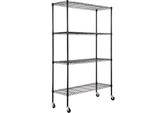 Portaoggetti Vevor Con Ruote, Regolabile A 4 Livelli, Capacità Di 700 Libbre, Robusta Scaffalatura Per Garage, Organizzatore In Metallo, Scaffale In Filo Metallico, Nero, 47,2" L X 17,7"" L X 74"" H Per Cucina, Dispensa, Cantina, Bagno"