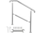 Vevor Ringhiera Per Scale 5 Gradini, Corrimano Ingresso Casa In Acciaio Inox Con Palo, Ringhiera Ingresso Regolabile Argento, Ringhiera Da 1 A 5 Gradini 1,6 M, Ringhiera Scale Regolabile Ad Angolo Per Esterni E Interni