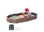 Vevor Sabbiera Con Coperchio, 183 X 105 X 23 Cm, Sabbiera Ovale, Sabbiera In Hdpe Con 4 Sedili Angolari E Rivestimento Del Pavimento, Sabbiera Per Bambini Per Giardino, Spiaggia, Parco, Regalo Per Bambini E Bambine Dai 3 Ai 12 Anni, Marrone