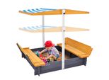 Vevor Sabbiera In Legno Con Tettoia, Sabbiera, Sabbiera Con Panche Pieghevoli E Inserto A Pavimento, Sabbiera In Legno Naturale Per Bambini Per Il Giardino, Regalo Per Bambini Dai 3 Ai 12 Anni