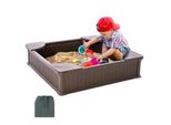 Vevor Sabbiera Con Coperchio, Sabbiera Quadrata, Sabbiera In Hdpe Con 4 Sedili Angolari E Rivestimento Del Pavimento, Sabbiera Per Bambini, Regalo Per Bambini E Bambine Dai 3 Ai 12 Anni, Marrone