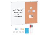 Vevor 48" X 36"" Lavagna Bianca E Lavagna In Sughero Con Cornice In Alluminio - Lavagna Magnetica E Cancellabile A Secco 2 In 1 Da Montare A Parete - Ideale Per La Scuola, La Casa, L'ufficio"