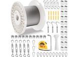 Set Di Funi Metalliche Vevor, Ф3,18Mmx30,5M, Cavo In Acciaio Inox 304, Con 124 Accessori, Carico Di Rottura 7,1Kn, 7X7 Trefoli, Qualità Costruttiva Per Imbarcazioni E Aerei
