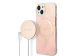 Zestaw Guess Gubpp14Sh4Eacsp Custodia+ Caricatore Iphone 14 / 15 / 13 6,1 RóżOwy/Rosa Custodia Rigida 4G Stampa Magsafe
